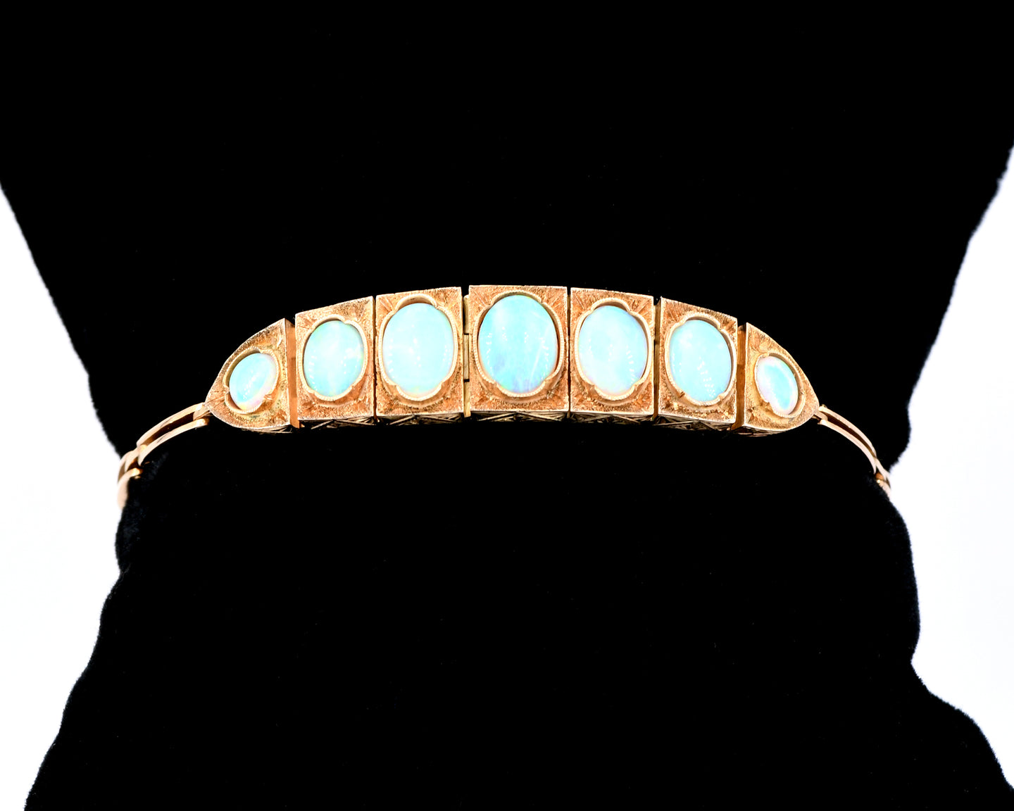 Antique 10K Yellow Gold And Opal Bracelet