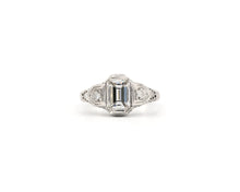 Load image into Gallery viewer, Antique 18K White Gold Emerald Cut Diamond Ring
