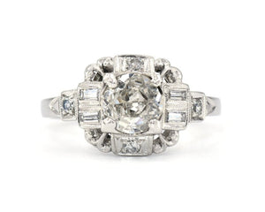 Antique Platinum Old Mine Diamond Ring