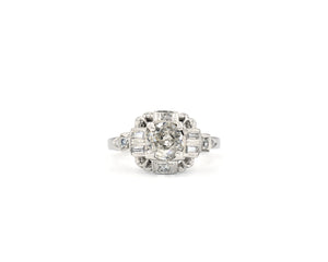 Antique Platinum Old Mine Diamond Ring