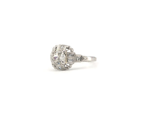 Antique Platinum Old Mine Diamond Engagement Ring