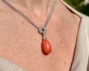 Coral And Diamond Necklace