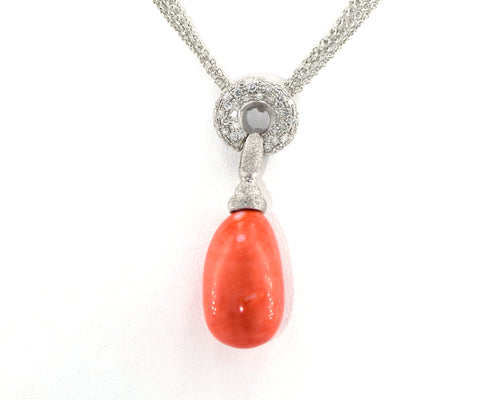 Coral And Diamond Necklace