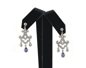 Diamond And Tanzanite Chandelier Earrings