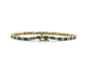 Diamond And Emerald Line Bracelet