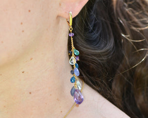Dangler Earrings With Multi Colored Gemstones