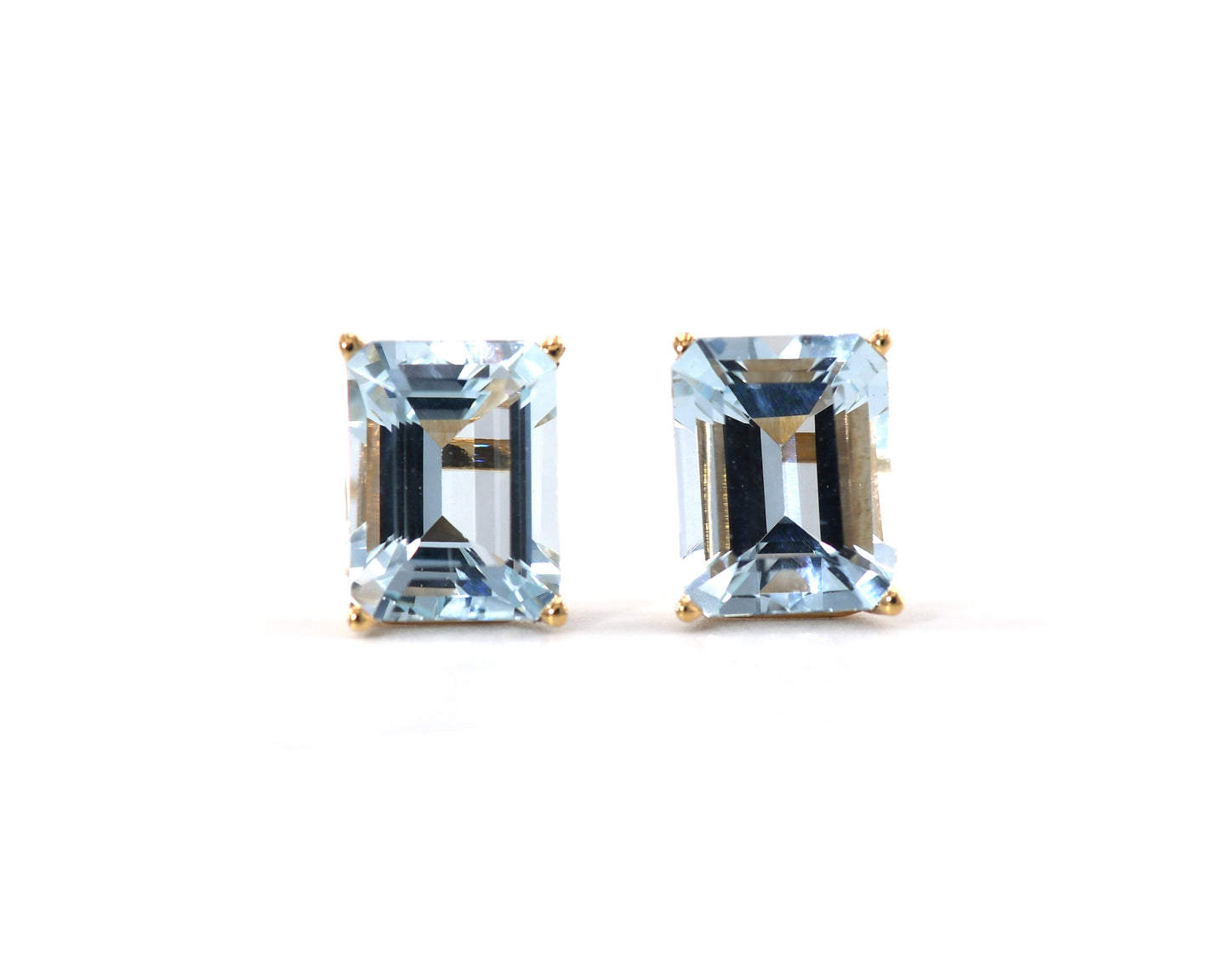 Emerald Cut Aquamarine Stud Earrings