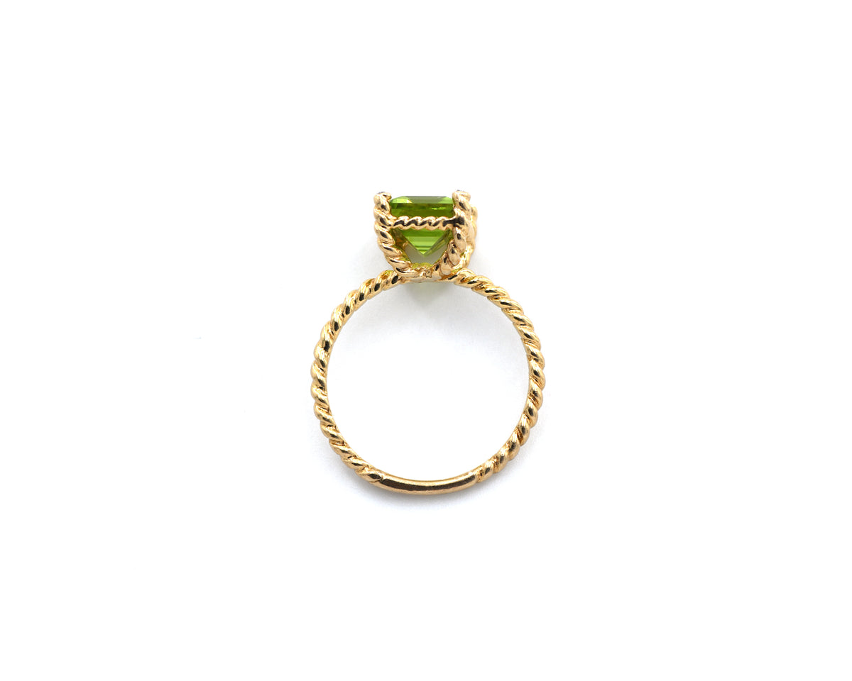 Estate Emerald Cut Peridot Rope Ring With Diamonds – Guy Edward Family ...