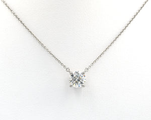 Estate Signed Tiffany & Co. Platinum Round Diamond Solitaire Necklace.