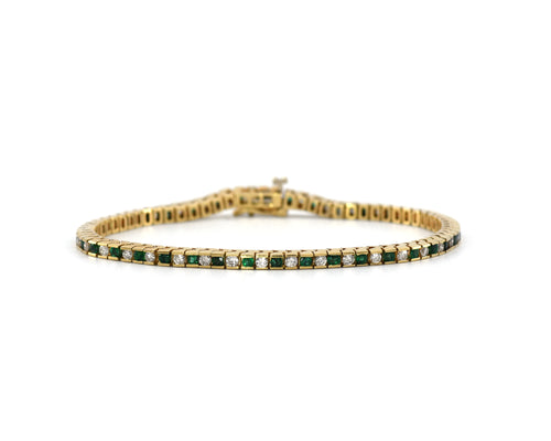 Estate Emerald And Diamond Bracelet