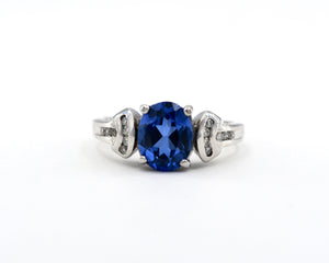 Estate 14K White Gold Sapphire and Diamond ring