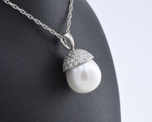 Load image into Gallery viewer, Pave Diamonds and Pearl Pendant Necklace
