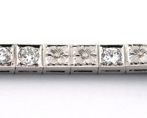Platinum And Diamond Floral Engraved Vintage Bracelet