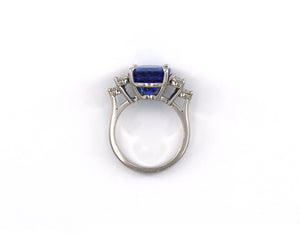 Platinum Oval Tanzanite and Diamond Ring