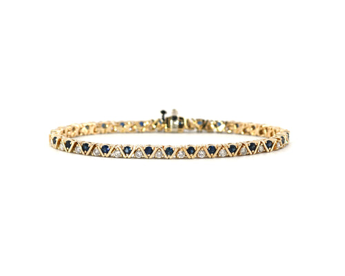 Sapphire & Diamond Zigzag Line Bracelet