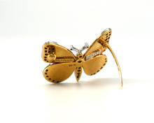 Load image into Gallery viewer, Signed Hammerman Brothers Vintage 18k Yellow Gold &amp; Platinum Butterfly Enamel Pin
