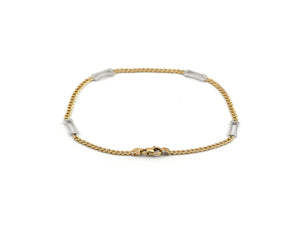 Two Toned Fancy Rectangle Link Ankle Bracelet