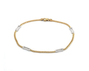 Two Toned Fancy Rectangle Link Ankle Bracelet