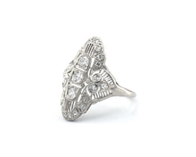 Load image into Gallery viewer, Vintage Platinum Filigree Ring Set With Old European cut, Old Mine cut, and Single cut Diamonds.
