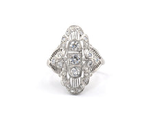 Load image into Gallery viewer, Vintage Platinum Filigree Ring Set With Old European cut, Old Mine cut, and Single cut Diamonds.
