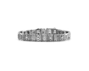 Vintage White Gold Filigree Diamond Bracelet