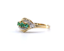 Load image into Gallery viewer, Vintage Style 14K Two Tone Gold Emerald And Diamond Ring
