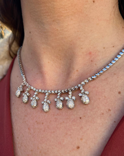 Vintage 14k white gold dangler necklace with 4.50CTW natural diamonds.