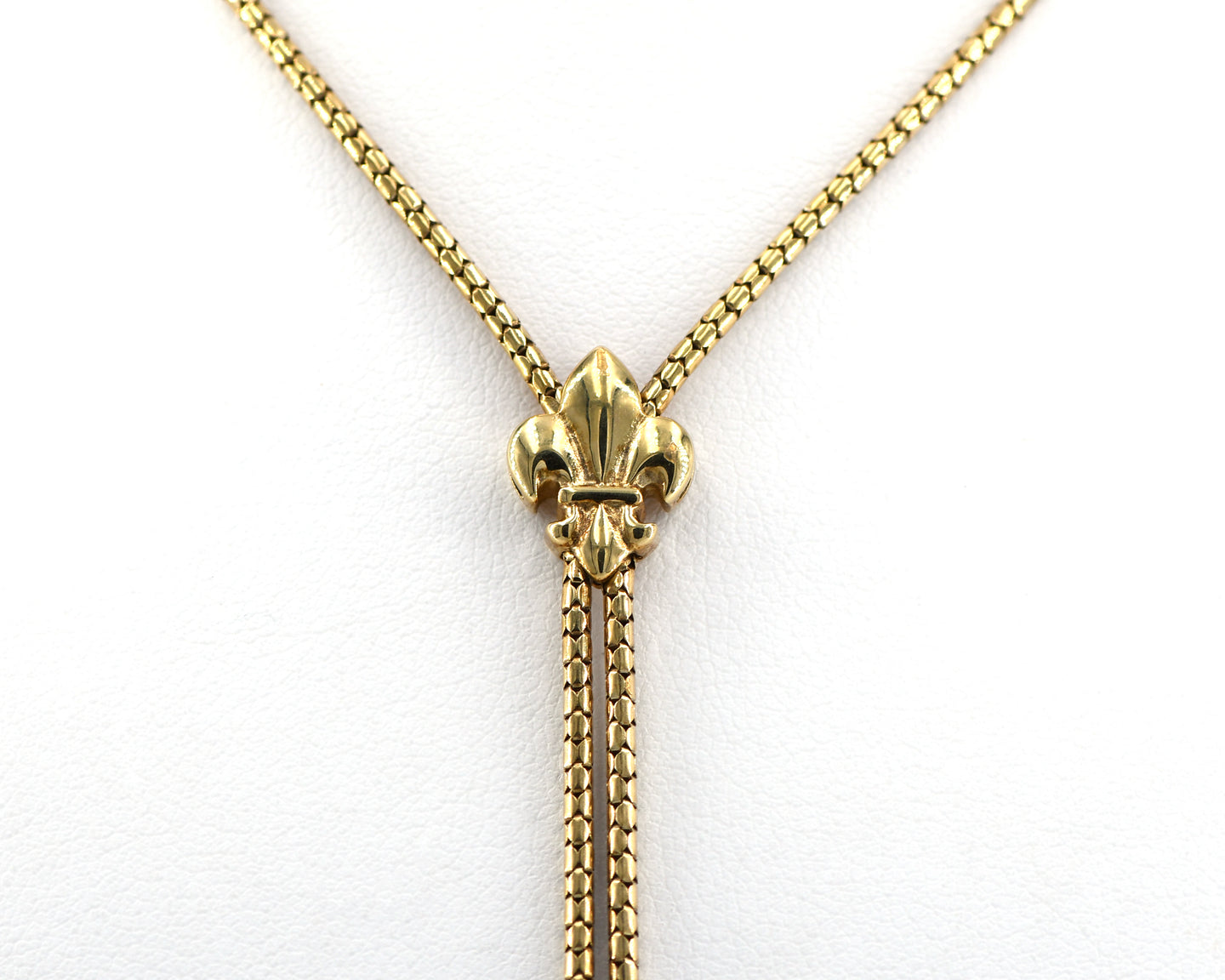 Vintage 14K Yellow Gold Fleur De Lis Necklace