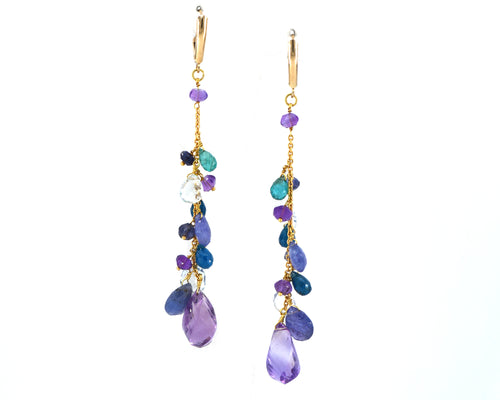Dangler Earrings With Multi Colored Gemstones