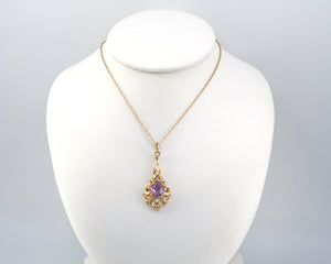Vintage Amethyst Lavalier Pendant Necklace
