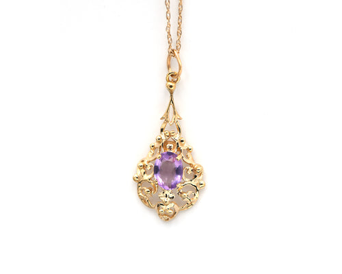 Vintage Amethyst Lavalier Pendant Necklace