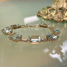 Load image into Gallery viewer, Vintage Emerald Cut Aquamarine Bracelet
