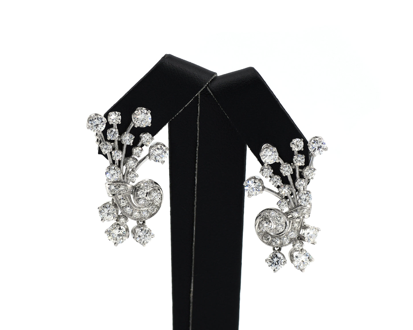 Vintage Signed JE Caldwell Diamond Dangler Earrings