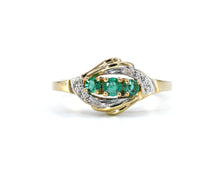 Load image into Gallery viewer, Vintage Style 14K Two Tone Gold Emerald And Diamond Ring

