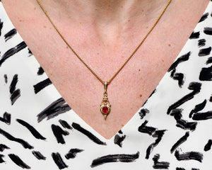 Vintage Style Ruby Lavalier Pendant Necklace