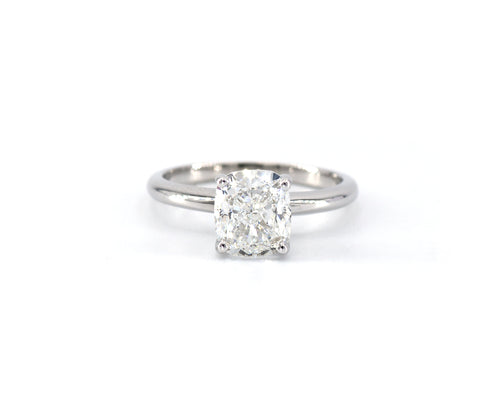 GIA Certified Cushion Cut Diamond Solitaire Engagement Ring