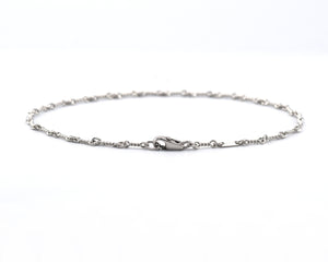 White Gold Twisted Bar Link Ankle Bracelet