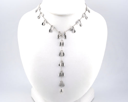 White Gold Y Teardrop Necklace