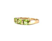 Load image into Gallery viewer, Yellow Gold Three Stone Peridot Ring
