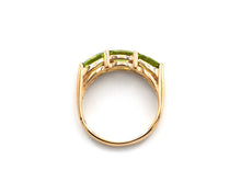 Load image into Gallery viewer, Yellow Gold Three Stone Peridot Ring
