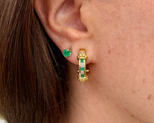 Load image into Gallery viewer, Round Emerald Stud Earrings
