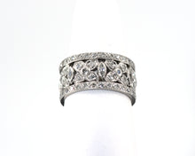 Load image into Gallery viewer, Vintage Platinum and Diamond Floral Wide Eternity Band
