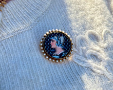 Load image into Gallery viewer, Antique Enamel Portrait And Pearl Brooch
