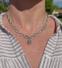 Load and play video in Gallery viewer, A video of Estate Open Link Diamond Collar Necklace on a neck
