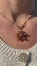 Load and play video in Gallery viewer, Vintage Rose Gold Sunburst Necklace with Old European cut Diamonds

