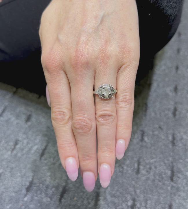 Antique Platinum Old Mine Diamond Engagement Ring