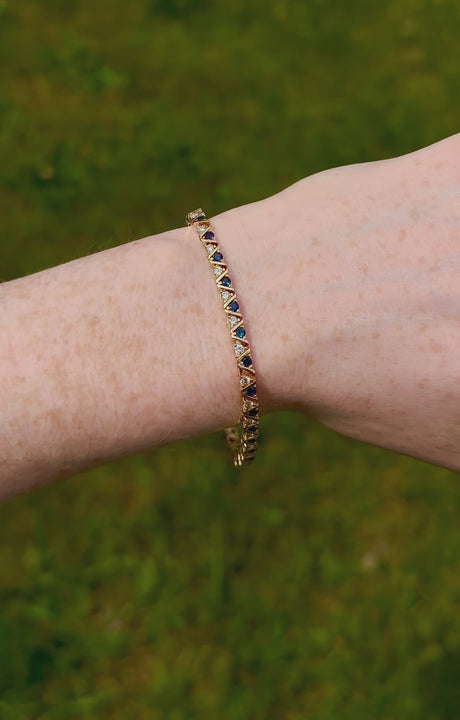 Estate Sapphire & Diamond Zigzag Line Bracelet