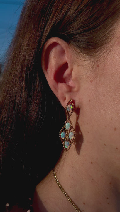 Antique Opal Beaded Dangler Earrings