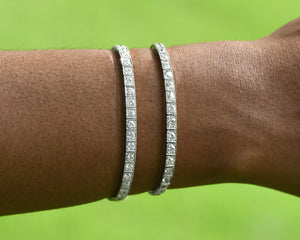 Platinum And Diamond Floral Engraved Vintage Bracelet