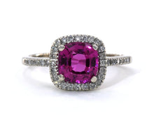 Load image into Gallery viewer, Pink Sapphire Diamond Halo Ring
